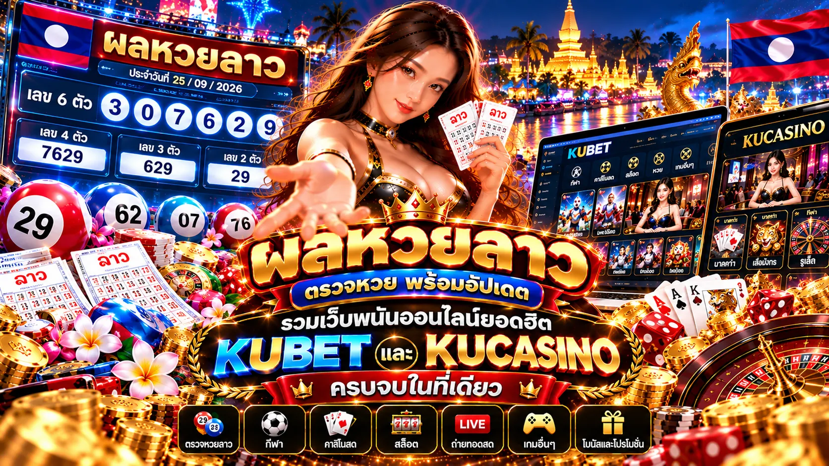 ผลหวยลาว ตรวจหวย พร้อมอัปเดต รวมเว็บพนันออนไลน์ยอดฮิต KUBET และ KUCASINO ครบจบในที่เดียว